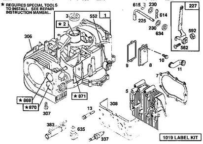 Cylinder Assembly Diagram and Parts List for 259700  Briggs and Stratton Engine